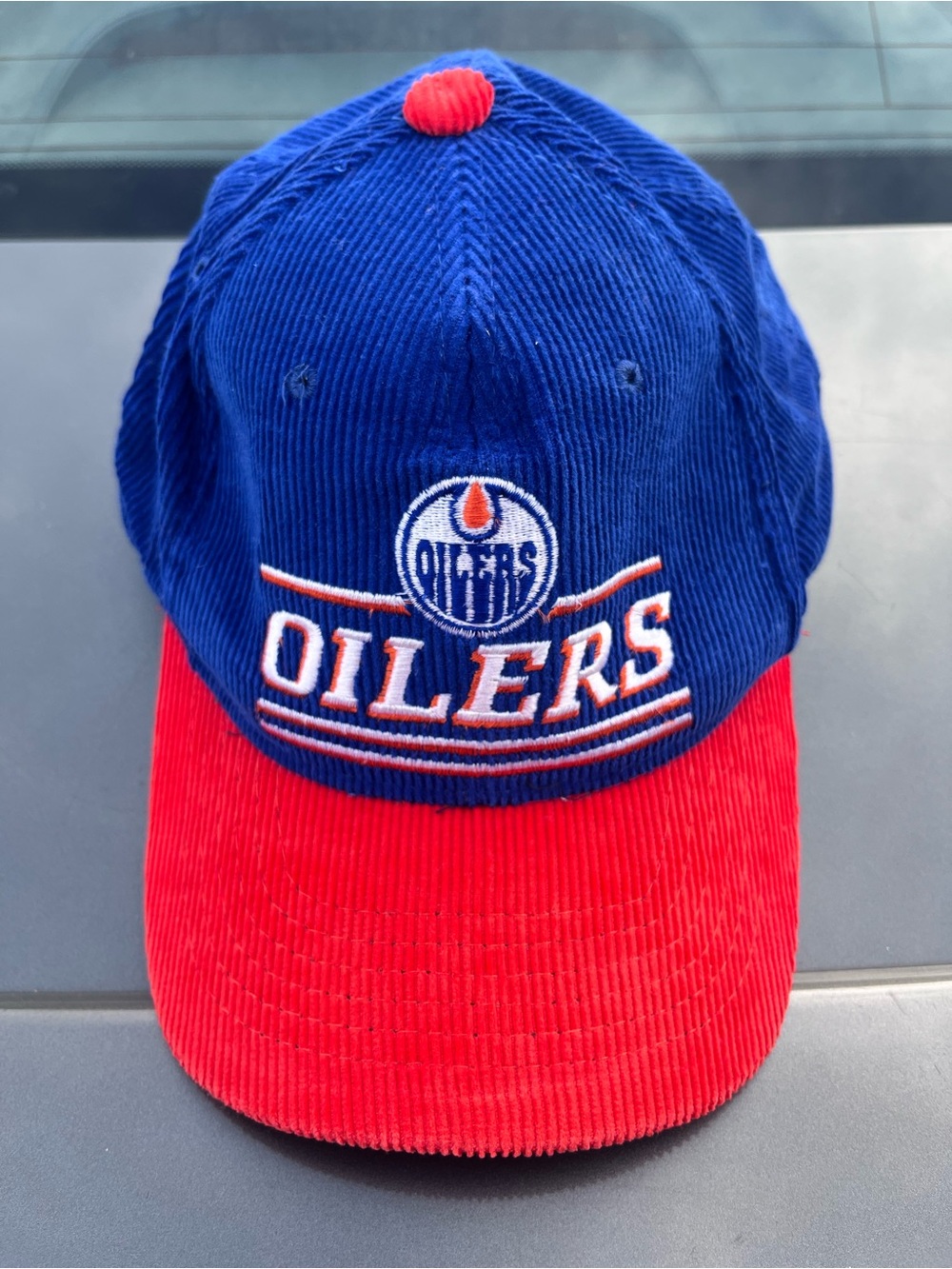 Edmonton Oilers Corduroy Snapback Hat 1990s NHL (Ted Fletcher)